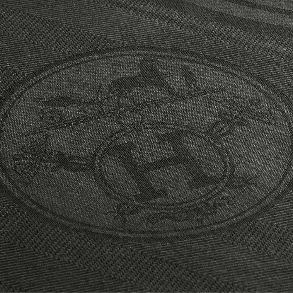 Authentic Hermes “New Libris” Black Cashmere & Silk Stole